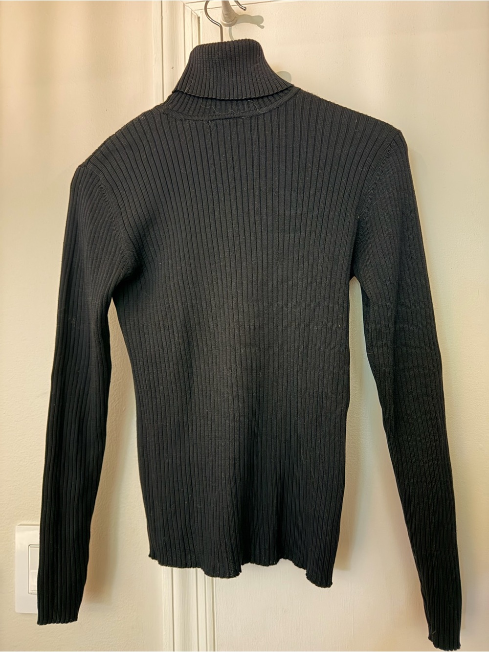 Silk & Wool Black Ribbed Turtleneck Sweater